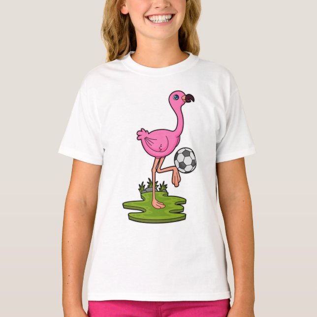 Flamingo som fotbollsspelare med fotboll t shirt (Framsida)