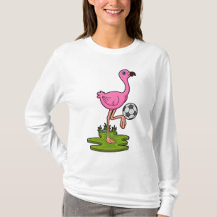 Flamingo som fotbollsspelare med fotboll t shirt