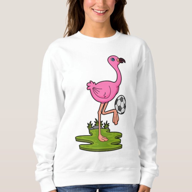 Flamingo som fotbollsspelare med fotboll t shirt (Framsida)