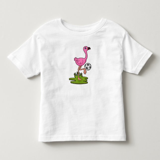 Flamingo som fotbollsspelare med fotboll t shirt (Framsida)