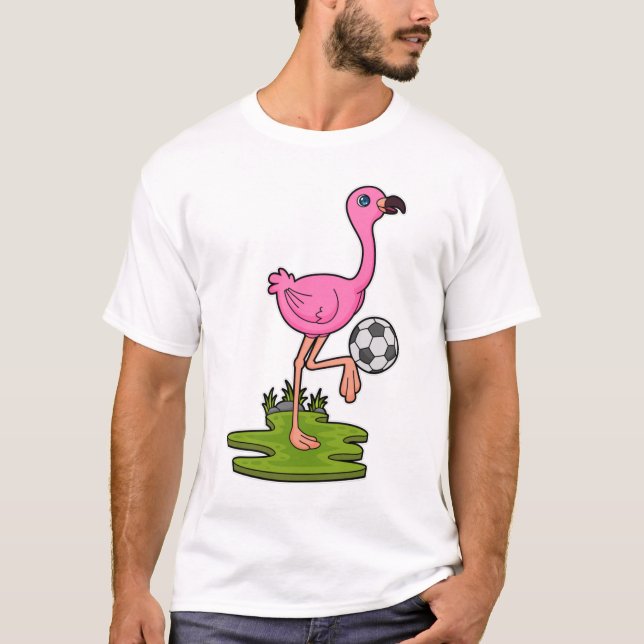 Flamingo som fotbollsspelare med fotboll t shirt (Framsida)