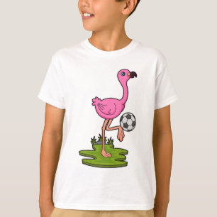Flamingo som fotbollsspelare med fotboll t shirt