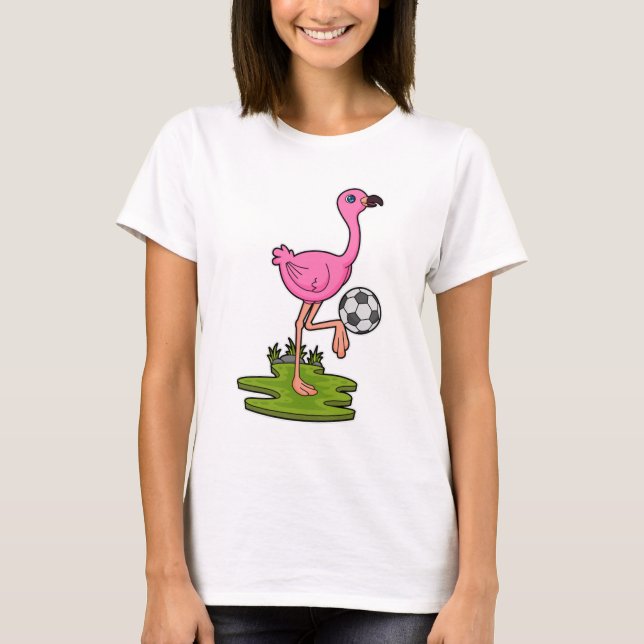Flamingo som fotbollsspelare med fotboll t shirt (Framsida)