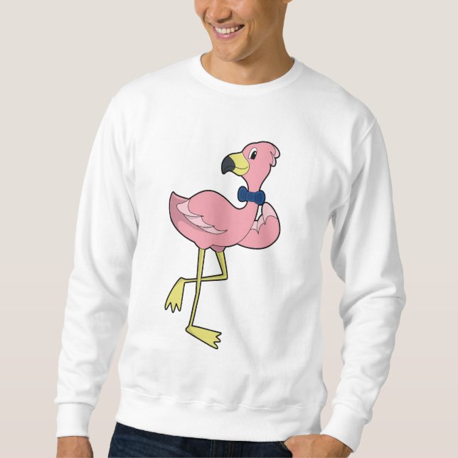 Flamingo som gentleman med slips lång ärmad tröja (Framsida)