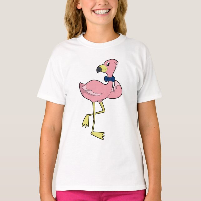Flamingo som gentleman med Tie T Shirt (Framsida)