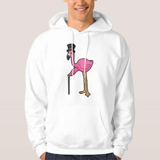 Flamingo som Groom med hög och käpp Hoodie (Framsida)