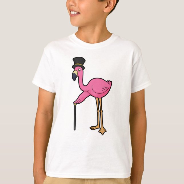 Flamingo som Groom med hög och käpp T Shirt (Framsida)