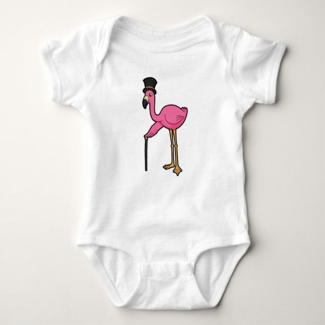 Flamingo som Groom med hög och käpp T Shirt (Framsida)