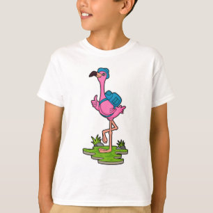 Flamingo som Hiker med ryggsäck T Shirt