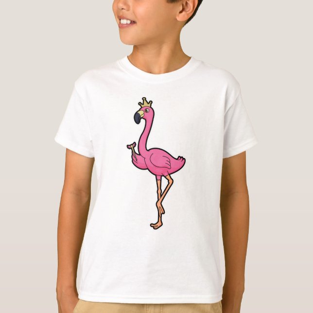 Flamingo som Kung med Krona och personal T Shirt (Framsida)