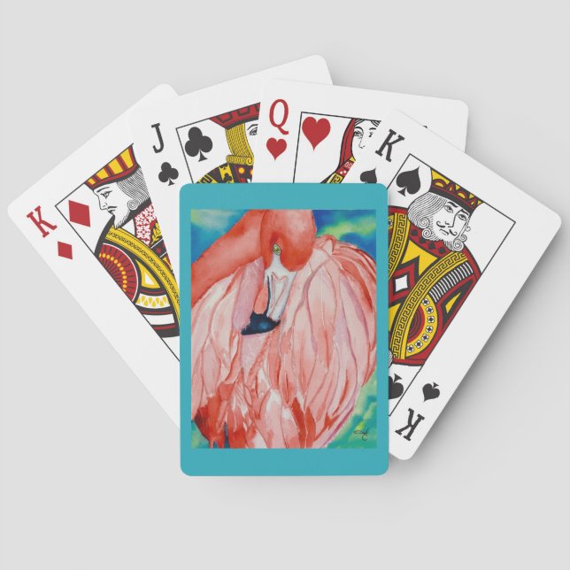 Flamingo som leker kort casinokort (Baksidan)