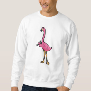 Flamingo som Mechanic med Wrench Lång Ärmad Tröja