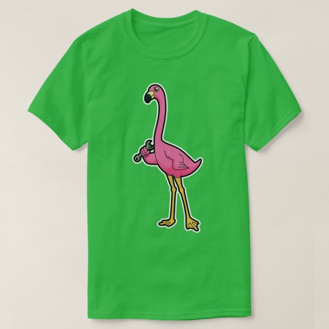 Flamingo som Mechanic med Wrench T Shirt (Design framsida)