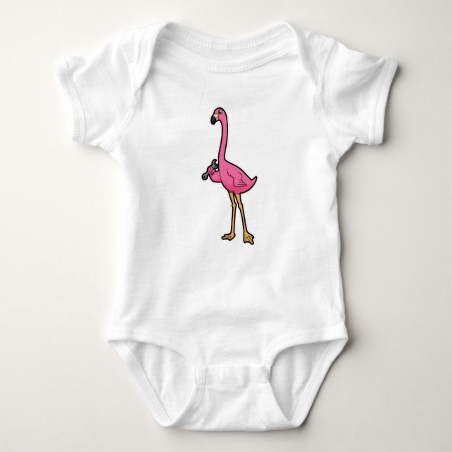 Flamingo som Mechanic med Wrench T Shirt (Framsida)