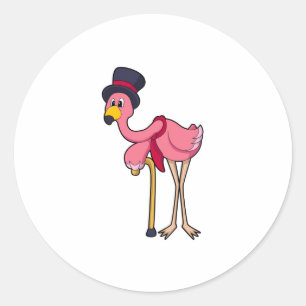 Flamingo som pensionär med Hat Runt Klistermärke