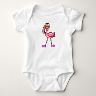 Flamingo som pensionär med Walking stick och Hat T Shirt