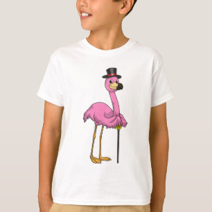 Flamingo som pensionär med Walking stick T Shirt