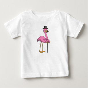 Flamingo som pensionär med Walking stick T Shirt