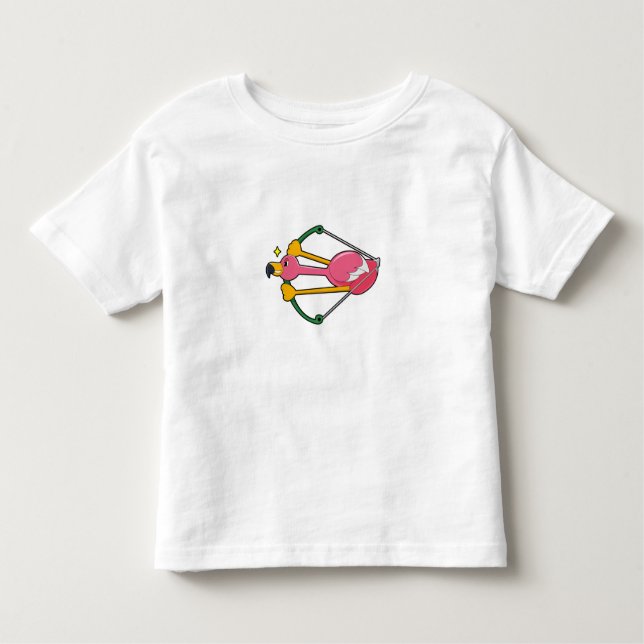 Flamingo som Pil med Bow T Shirt (Framsida)