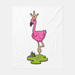 Flamingo som Princess med Krona Fleecefilt