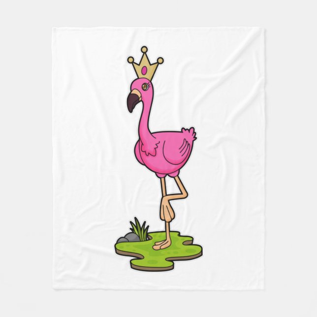 Flamingo som Princess med Krona Fleecefilt (Framsidan)