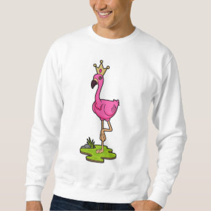 Flamingo som Princess med Krona Lång Ärmad Tröja