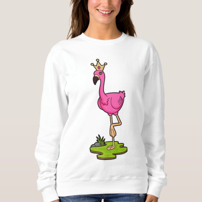 Flamingo som Princess med Krona T Shirt (Framsida)