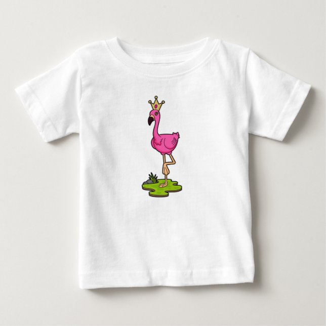 Flamingo som Princess med Krona T Shirt (Framsida)