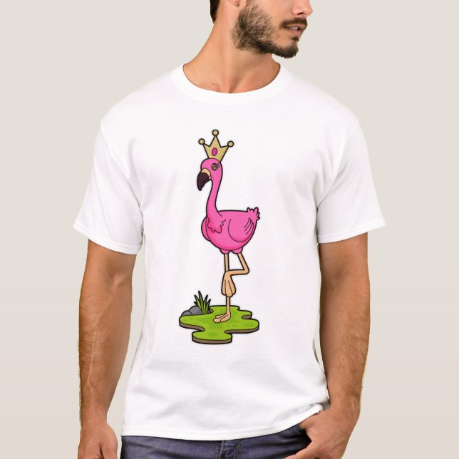 Flamingo som Princess med Krona T Shirt (Framsida)