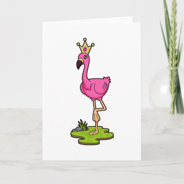 Flamingo som prinsessa med krona kort (Framsida)