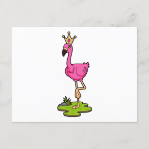 Flamingo som prinsessa med krona vykort