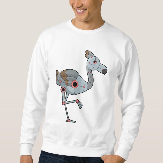 Flamingo som Robot Lång Ärmad Tröja (Framsida)
