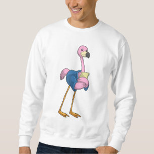 Flamingo som sekreterare vid Anteckningsblocket Lång Ärmad Tröja
