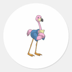 Flamingo som sekreterare vid Anteckningsblocket Runt Klistermärke