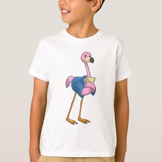 Flamingo som sekreterare vid Anteckningsblocket T Shirt (Framsida)