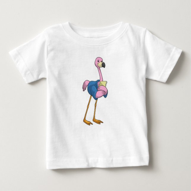 Flamingo som sekreterare vid Anteckningsblocket T Shirt (Framsida)