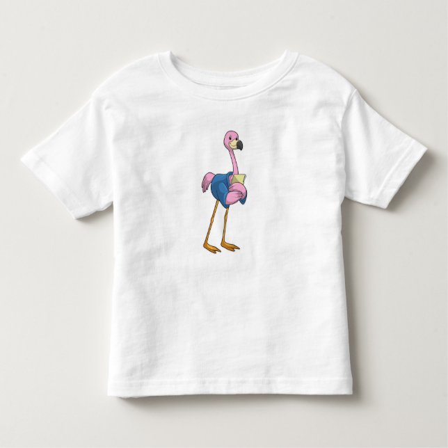 Flamingo som sekreterare vid Anteckningsblocket T Shirt (Framsida)