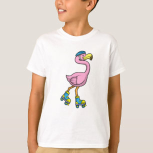 Flamingo som Skater med infogade skal och hjälmet T Shirt
