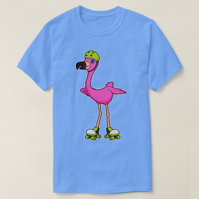 Flamingo som Skater med rullskridskor Helmet T Shirt (Design framsida)