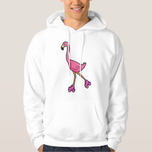 Flamingo som Skater med rullskridskor Hoodie