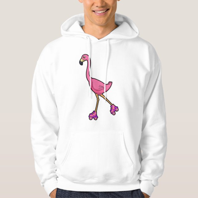 Flamingo som Skater med rullskridskor Hoodie (Framsida)