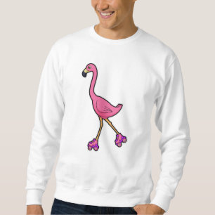 Flamingo som Skater med rullskridskor Lång Ärmad Tröja