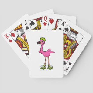 Flamingo som Skater med rullskridskor och hjälmet Casinokort