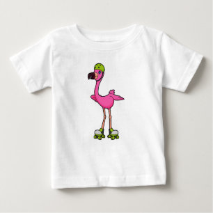 Flamingo som Skater med rullskridskor och hjälmet T Shirt