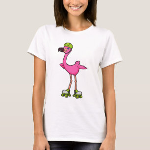 Flamingo som Skater med rullskridskor och hjälmet T Shirt