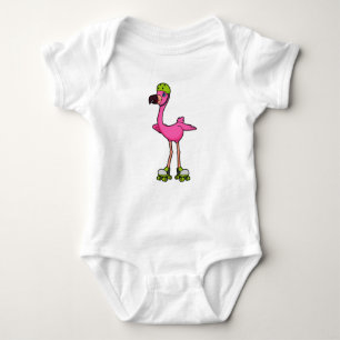 Flamingo som Skater med rullskridskor och hjälmet T Shirt