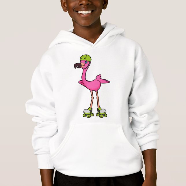 Flamingo som Skater med rullskridskor och hjälmet T Shirt (Framsida)