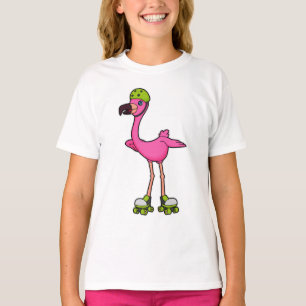 Flamingo som Skater med rullskridskor och hjälmet T Shirt