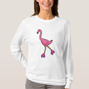Flamingo som Skater med rullskridskor T Shirt