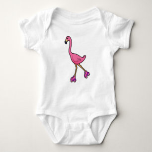 Flamingo som Skater med rullskridskor T Shirt